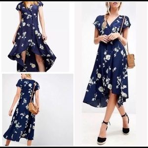 Free People Blue Lost in You Midi dress Large.
